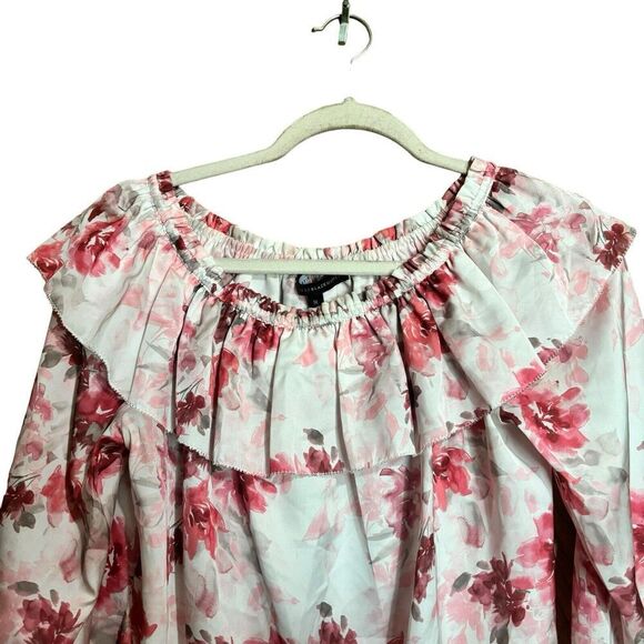 White House Black Market Top Medium Multicolor Floral Off The Shoulder Flutter - Picture 2 of 9